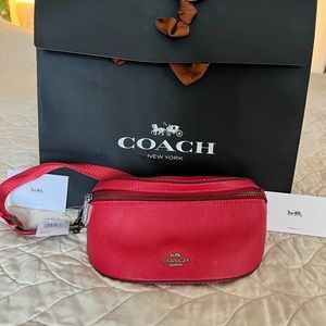 NWT Coach Leather Belt Bag Red